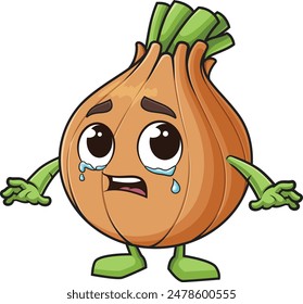 Onion mascot crying vector illustration