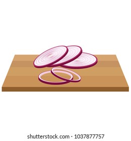 Onion on chopping board vector. free space for text. wallpaper. background. White background.