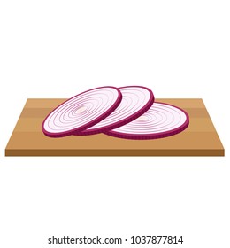 Onion on chopping board vector. free space for text. wallpaper. background. White background.