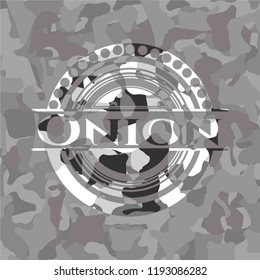 Onion on grey camo texture