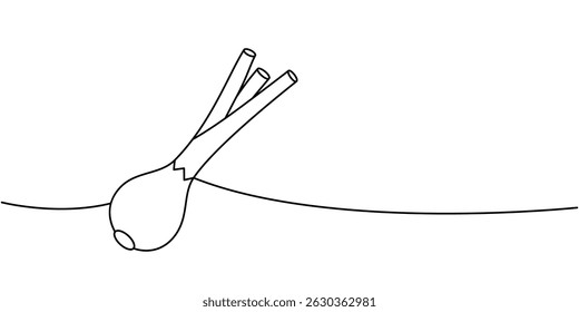 Onion one line continuous drawing. Fresh organic vegetable. Vector illustration