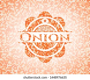 Onion orange mosaic emblem. Vector Illustration. Detailed.