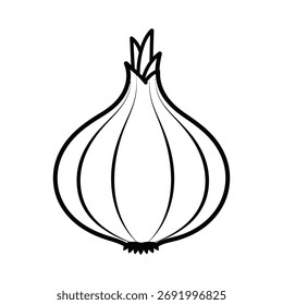 Onion Outline Doodle Vector Illustration. Hand-Drawn Vegetable Line Art Icon.