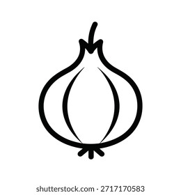 Ícone de vetor de contorno de cebola isolado no fundo branco. Para alimentos, vegetal, orgânico, cru, saudável, fresco, vegan e planta da natureza. Desenho plano de exploração