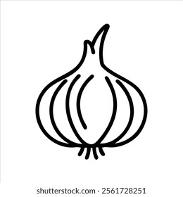 Onion Outline Vector Icon on White Background