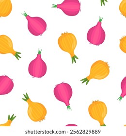 Onion Pattern background. red onion pattern. white onion pattern. Vegetable vector background.