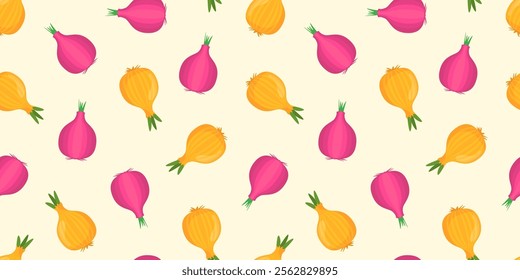 Onion Pattern background. red onion pattern. white onion pattern. Vegetable vector background.