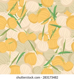 Onion pattern. Seamless background with bulbs. Vector texture