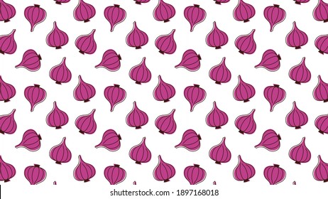 Onion pattern vector. Onion on white background. free space for text. copy space.