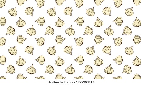 Zwiebelmuster-Tapete. Zwiebel auf weißem Hintergrund.
