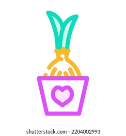 onion pot growing color icon vector. onion pot growing sign. isolated symbol illustration