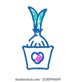 Olla de cebolla que crece Doodle icono bosquejo Vector. Olla de cebolla que crece signo. Ilustración de símbolo aislado