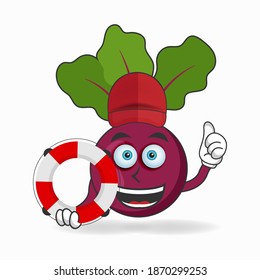 The Onion Purple mascot character becomes a lifeguard. vector illustration