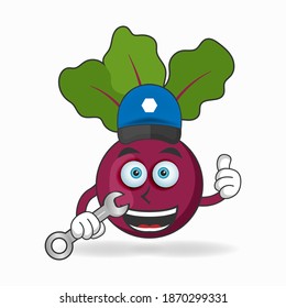 The Onion Purple mascot character becomes a mechanic. vector illustration