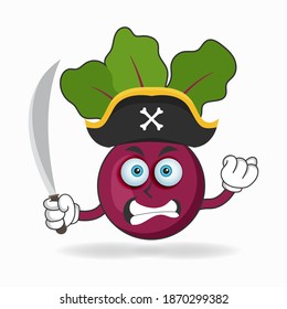 The Onion Purple mascot character becomes a pirate. vector illustration