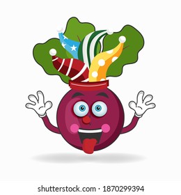 The Onion Purple mascot character becomes a clown. vector illustration