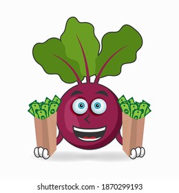 Onion Purple mascot character holding money. vector illustration