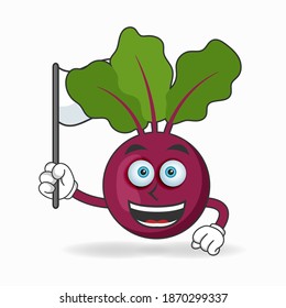 Onion Purple mascot character holding a white flag. vector illustration
