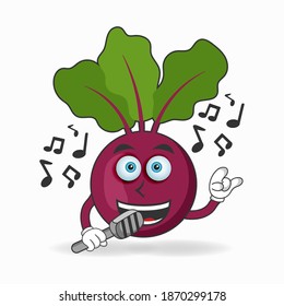 The Onion Purple mascot character is singing. vector illustration