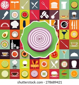 Onion and restaurant icons
