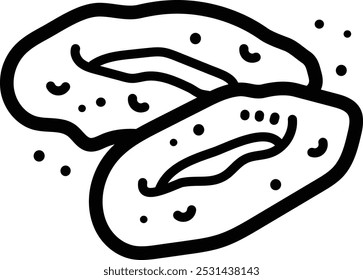 Icono e ilustración de Vector doodle de anillo de cebolla