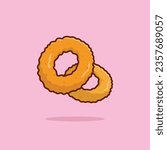 Onion ring food floating simple cartoon vector illustration food concept icon isolated