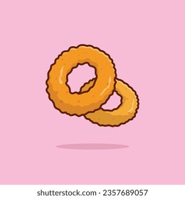 Onion ring food floating simple cartoon vector illustration food concept icon isolated