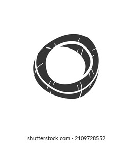 Onion Ring Icon Silhouette Illustration. Fast Food Vegetable Vector Graphic Pictogram Symbol Clip Art. Doodle Sketch Black Sign.