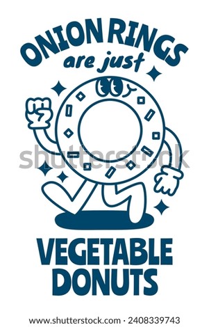 Onion rings character design for website, application, printing, document, poster, sticker design, etc.