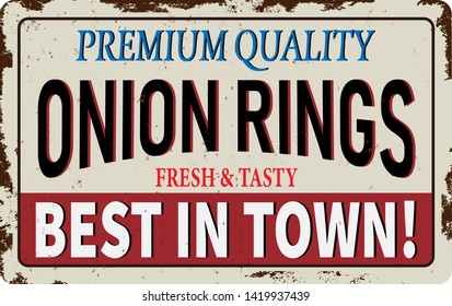 onion rings flat icon rusty web plaque on white background