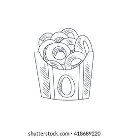 Onion Rings Hand Drawn Cool Monochrome Vector Contour Sketch 