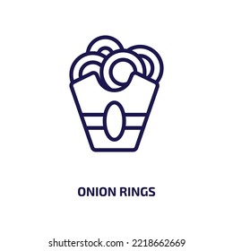 onion rings icon from food collection. Thin linear onion rings, onion, vegetable outline icon isolated on white background. Line vector onion rings sign, symbol for web and mobile