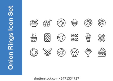 Onion rings icon set with vector collections. 