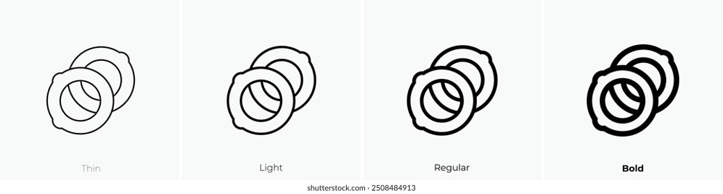 Symbol für Zwiebelringe. Dünnes, helles Design im regulären und kühlen Stil, einzeln auf weißem Hintergrund