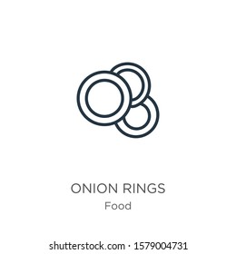 Onion rings icon. Thin linear onion rings outline icon isolated on white background from food collection. Line vector sign, symbol for web and mobile