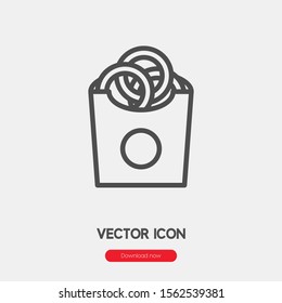 Onion rings icon vector. Onion rings symbol. Linear style sign for mobile concept and web design. Onion rings symbol illustration. Pixel vector graphics - Vector.