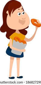 Onion rings, illustration, vector on white background.