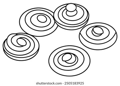Onion Rings line art crispy golden rings perfect for snacking