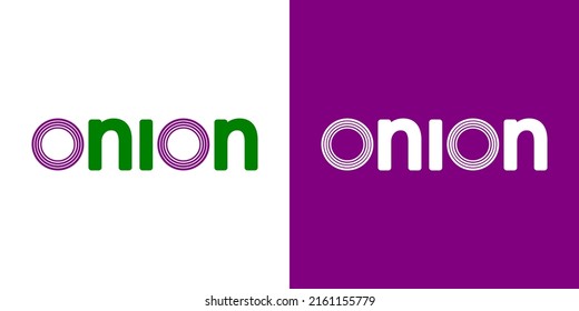 Onion Rings Logo On White And Purple Background