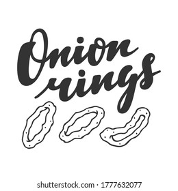 Onion rings vector hand drawn lettering