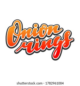 Onion rings vector hand drawn lettering logo