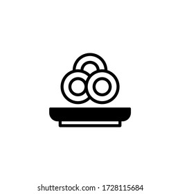 Onion rings vector icon in black solid flat design icon isolated on white background