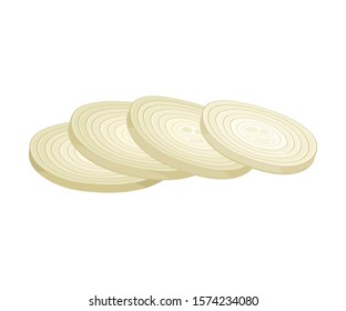 Onion Rings Vector Illustrated Item. Cooking Organic Condiment