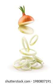 Cebolla. Anillos de cebolla. Ilustración vectorial.