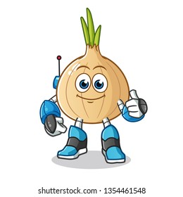 onion robot mode mascot vector cartoon illustration