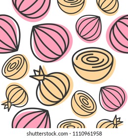 Onion Seamless pattern vegetable for use as wallpaper or background