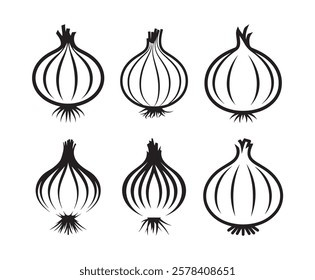 Onion set icons isolated white background