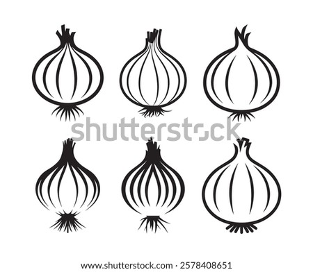 Onion set icons isolated white background