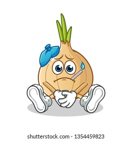 onion sick mascot vector cartoon illustration