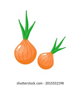 Ilustración simple de cebolla sobre fondo blanco. Vector del concepto simple de verduras frescas, diseño mínimo para ícono, logotipo, símbolo, comida sana, deliciosa, hierbas, condimento